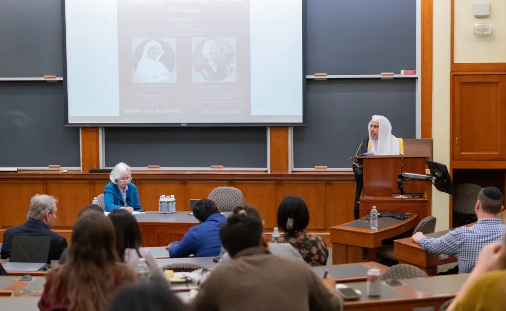 At the invitation of Harvard Law School, and in the presence of several faculty members, policymakers, and students, His Excellency Sheikh Dr.  Mohammed Al-issa.